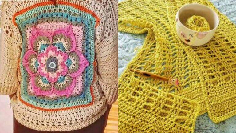 Squares e Pontos de Crochê para Croppeds, Blusas e Coletes Parte 2