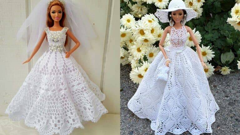 Encanto em Miniatura: Vestidos de Noiva em Crochê para Barbies