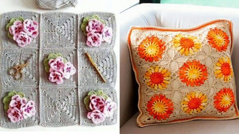 Almofadas com Square de Crochê Floral: Aprenda Aqui!