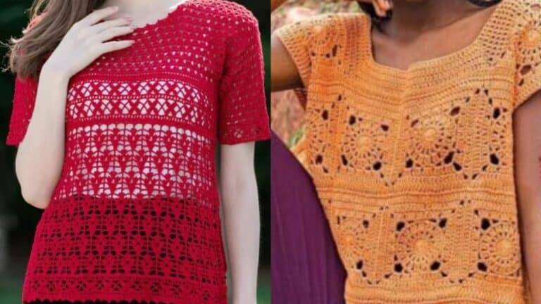 Blusas de Crochê Modernas: Modelos Lindos com Gráfico dos Pontos