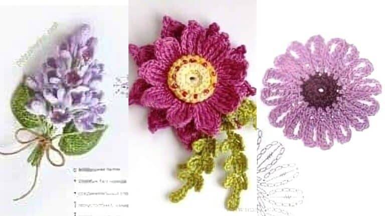 Flores e Folhas em Crochê para Aplicar – Aproveite a Tendência e Enfeite Suas Peças com Nossos Gráficos