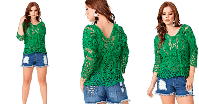 Belíssima Blusa de Crochê Barroco Passo a Passo com Gráficos