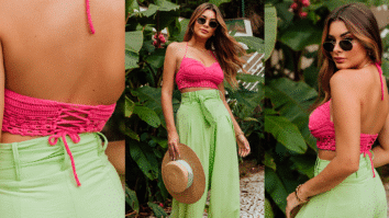 Moda Artesanal Verão 2024: Cropped de Crochê Rosa Cítrico