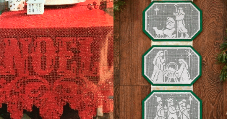 Ornamentos para o Natal: Trilhos de Mesa em Crochê c Gráficos