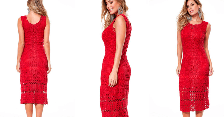 Como Fazer Vestido de Crochê Motivos Midi: Gráficos Detalhados