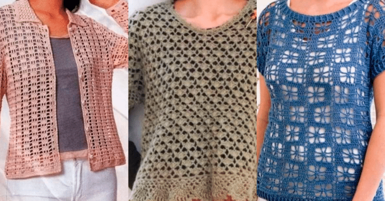 9 Blusas de Crochê Maravilhosas com Gráfico dos Pontos