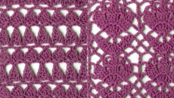 Pontos de Crochê Diferentes: Gráficos e Amostras na Cor Vinho