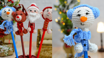 Amigurumi de Natal Ponteira Boneco de Neve Passo a Passo