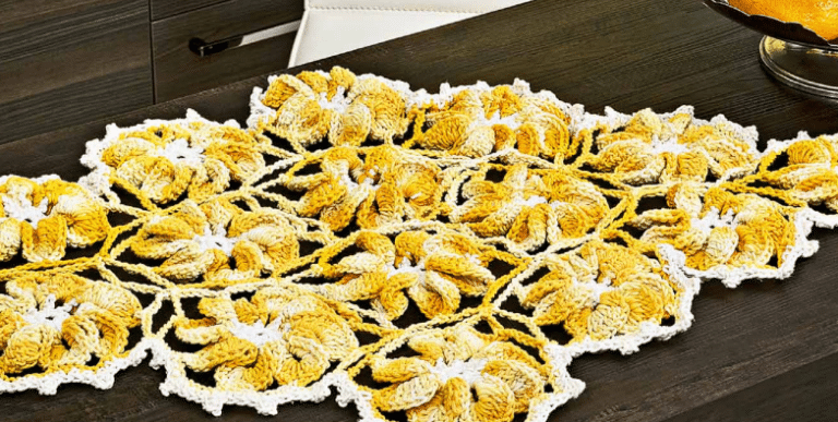 Caminho de Mesa de crochê Margaridas Amarelas