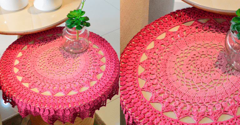 Toalha de Mesa em Crochê Framboesa com Gráficos Grátis