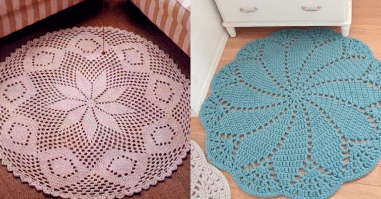 08 Tapetes de Crochê Redondos Grandes para Quarto ou Sala- Com Gráficos