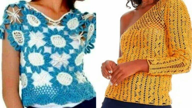 Blusas em Crochê Encantadoras com Passo a Passo e Gráficos
