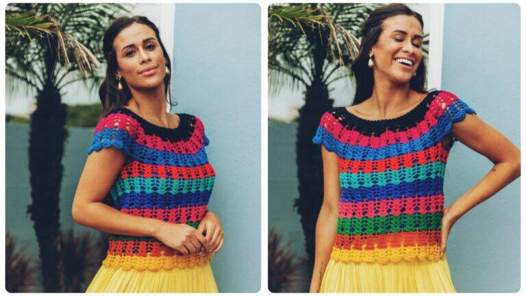 Arrase com a Blusa em Crochê Multi Color: Fácil, Simples e Linda !