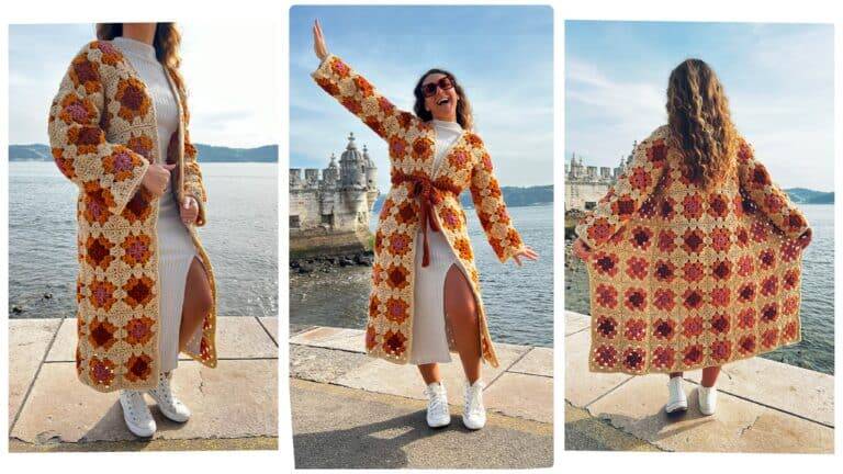 O Charme do Cardigã Maxi com Granny Squares
