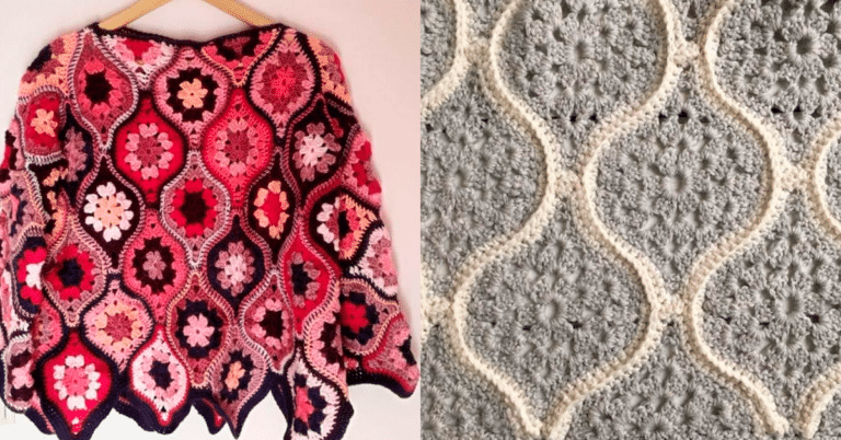 Motivo de Crochê com Flor Africana: Xale, bolsa, blusas e cachecóis