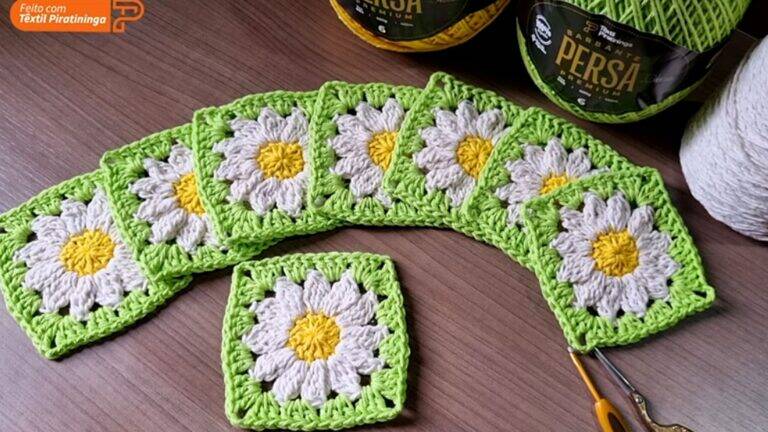 Flor Margarida em Square – Aprenda Passo a Passo para Iniciantes