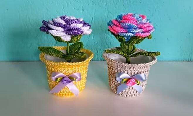 Vaso em Crochê com Flor Para Iniciantes – Traga Esse Enfeite Prá Sua Casa