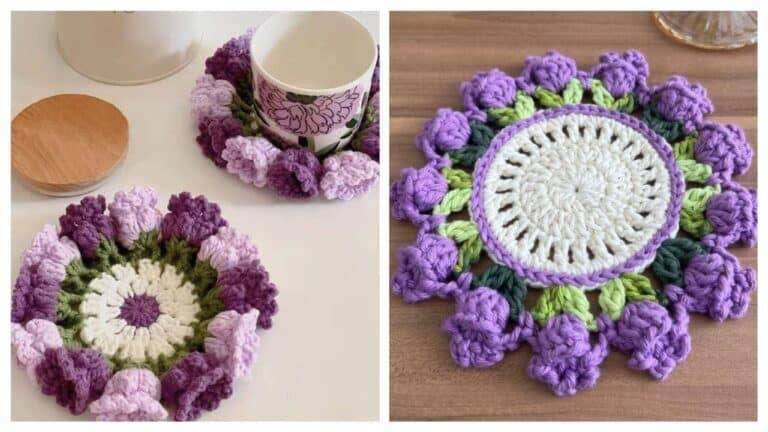 Porta Copos de Crochê Tulipas: O Mais Puro Charme  para sua Mesa!