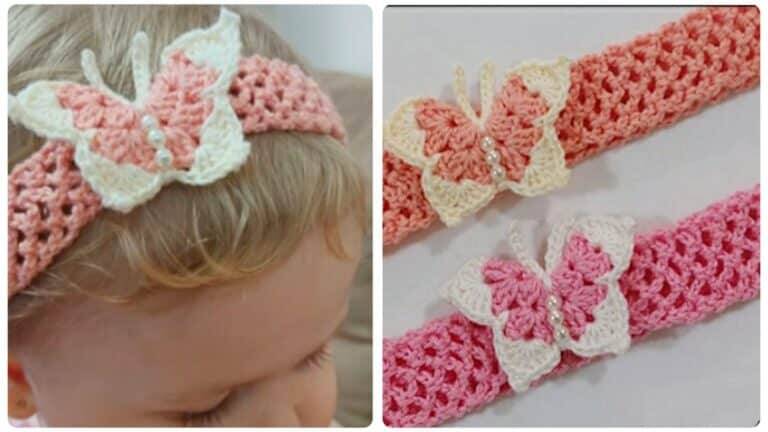 Acessório Cheio de Charme para a Sua Bebê: Tiara Infantil de Crochê com Borboleta Aplicada