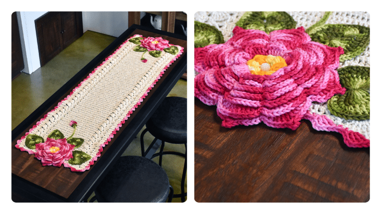 Trilho de Mesa Brilho Ouro com Flor em Crochê: Elegância e Charme para sua Decoração