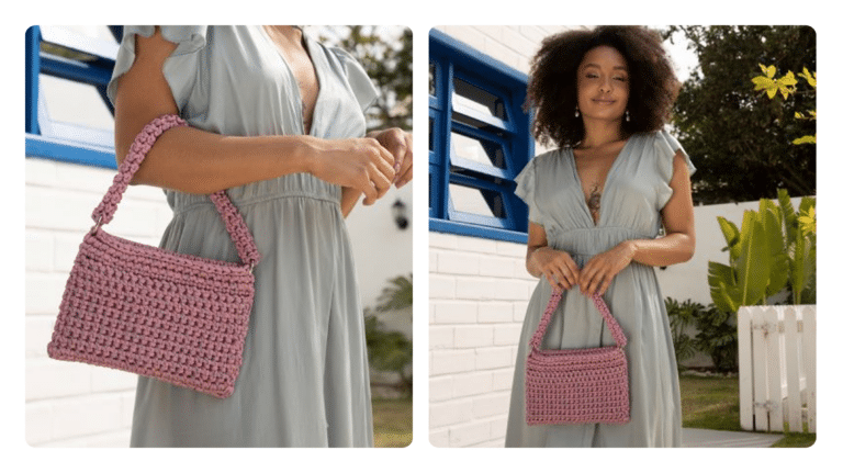 Deslumbre com a Bolsa de Crochê Simples Com Fio Náutico Brilho: Um Toque Mágico ao seu Look!