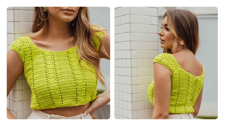 Crochê Moderno: Cropped Verde-Limão – Frescor e Estilo em Crochê