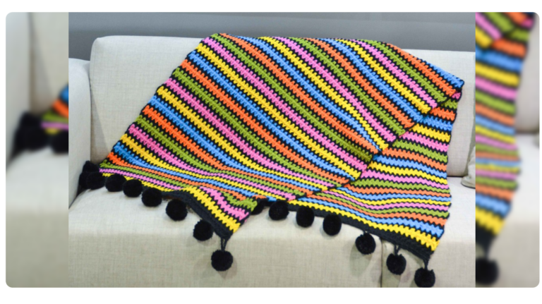 Receita de Manta Max de Crochê com Pompom: Aconchego e Estilo para o Seu Lar