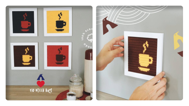 Receita de Quadrinhos Café em Crochê para Decoração: Charme Artesanal em Cada Detalhe!