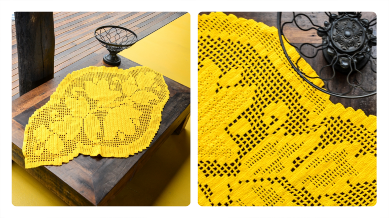 Receita Centro de Mesa de Crochê File Duna Amarelo: Elegância e Charme Artesanal