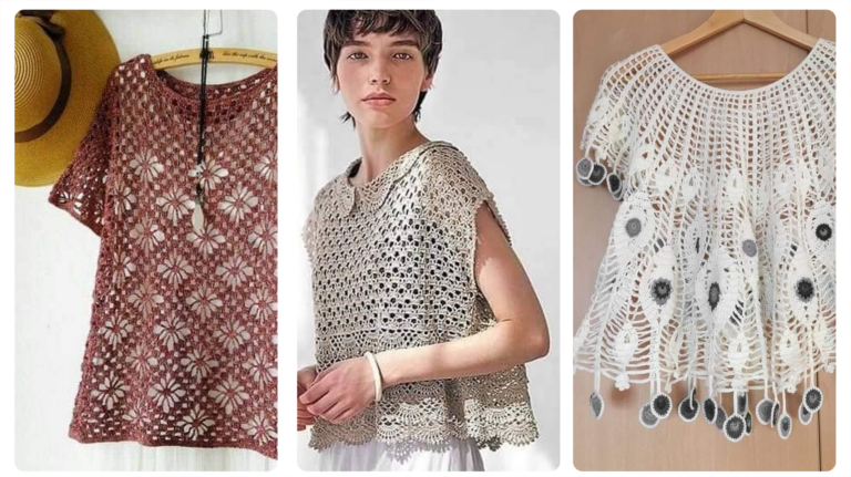 Blusas em Crochê Filé: Peças com Pontos de Crochê Simples e Fáceis!
