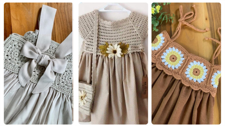 Crochê de luxo: 13 Vestidos em Crochê Infantil com Tecido!