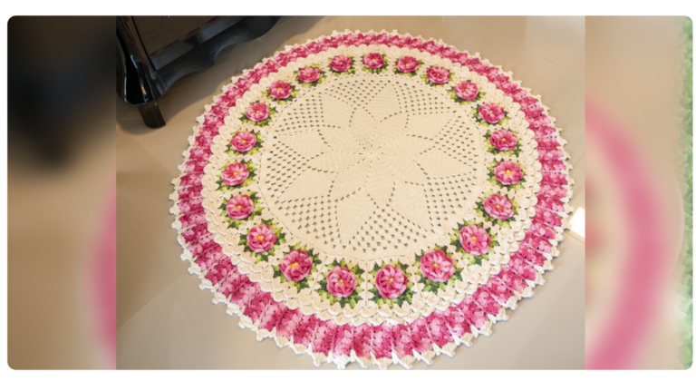Receita de Tapete de Crochê Redondo com Flores: Beleza Artesanal para seu Lar