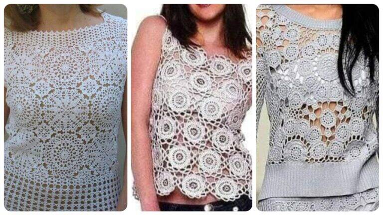 Crochê de Luxo: 18 Modelos Deslumbrantes de Blusas de Squares com Gráficos para Inspirar sua Criatividade!