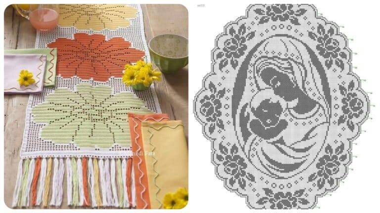 A Beleza dos Caminhos de Mesa em Crochê Filé: Gráficos e Vídeo Tutorial
