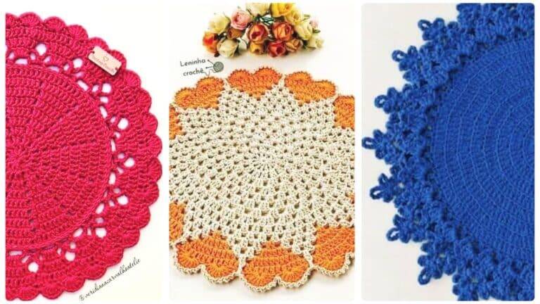 60 Modelos de Sousplat de Crochê Populares: Gráficos e Tutoriais Exclusivos