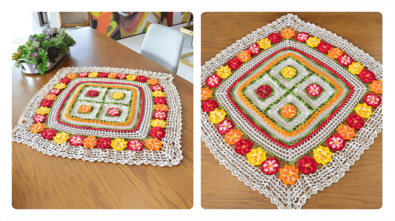 Receita Toalha de Crochê Quadrada Multicolorida: Charme e Versatilidade para sua Decoração