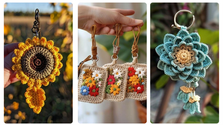 Ideias Criativas de Presente para o Dia das Mães: Chaveiros com Flores de Crochê!