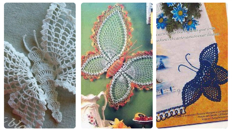 Ideias de Crochê Criativo: Borboletas de Crochê para Pano de Prato e Tutorial de Pintura