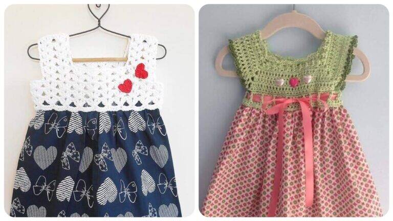 Vestidinhos de Crochê Infantil com Tecido: Beleza Artesanal Para as Pequenas