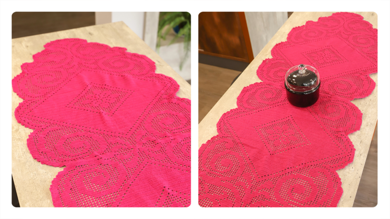 Trilho de Mesa em Crochê Retangular Tulipas: Elegância e Delicadeza para Sua Decoração