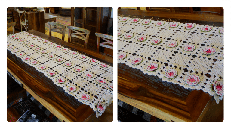 Receita Caminho de Mesa em Crochê com Flores