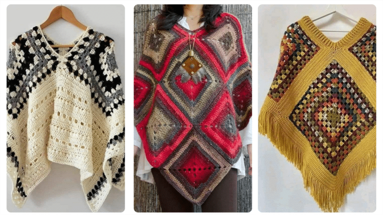 Crochê de Moda: 24 Ponchos de Crochê com Squares!