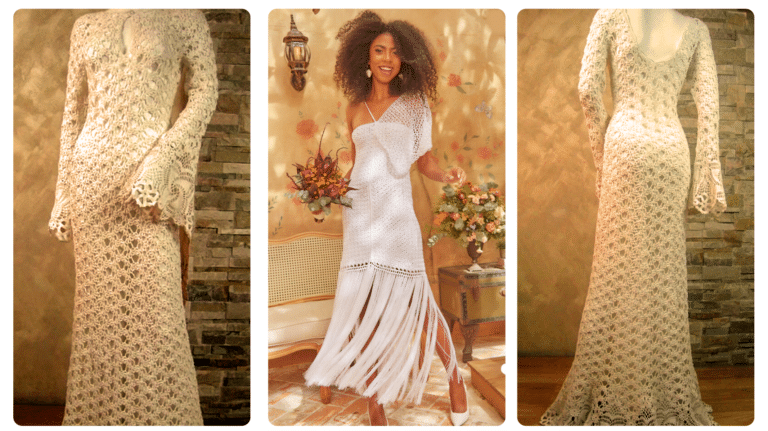Padrões de Crochê Premium: Vestido de Noiva em Crochê