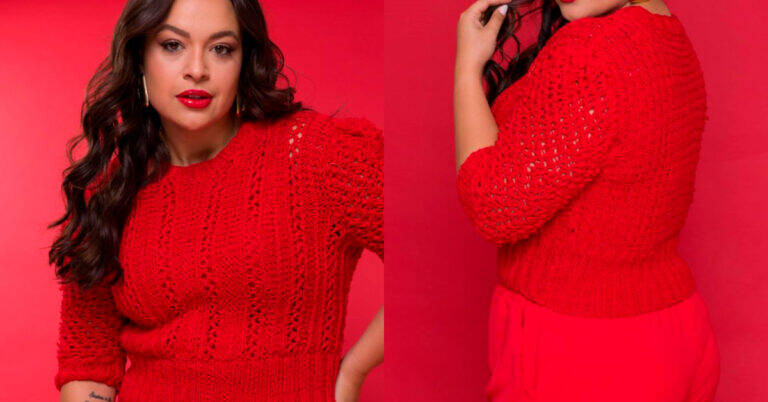 Blusa de Tricô Vermelha com Ponto Fantasia Lindo: Como Fazer