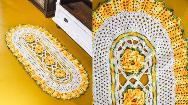 O tapete de crochê oval rápido e muito fácil que limpa o visual da sua casa em minutos (Com gráfico de apoio)