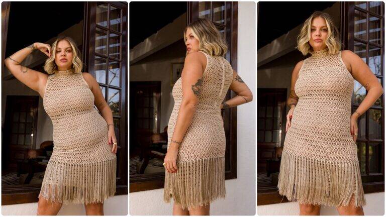 Vestido de Crochê Creme: Modelo Lindo e Confortável!