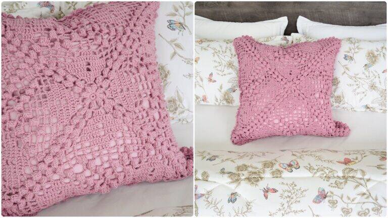 Almofada de Crochê Rosa-Quartzo: A Peça Perfeita!