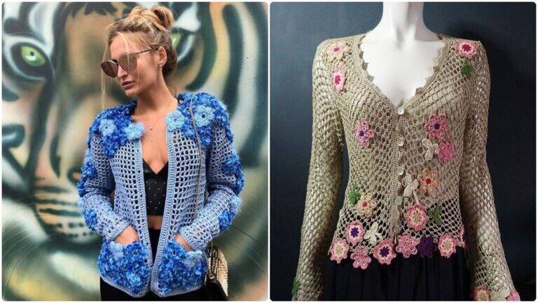Blusas de Crochê Modernas com Aplicação de Flores: Crie as Suas!