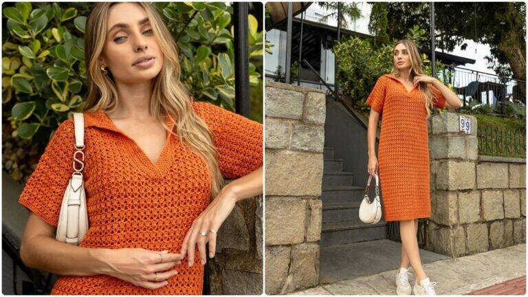 Vestido de Crochê com Fio Charme e Gola Polo: Crie o Seu!