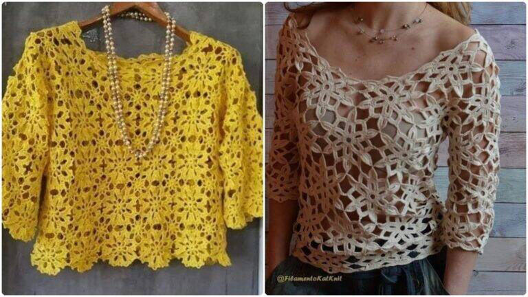 15 Blusas de Crochê Simples e Rápida com Gráficos Detalhados e Videoaula!